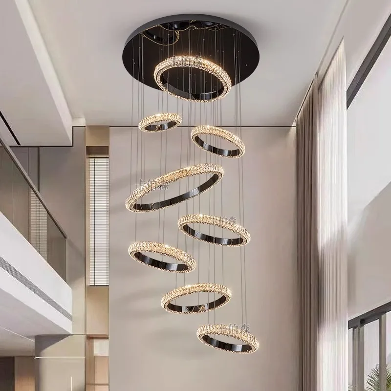 Modern home decoration crystal chandelier, stair Pendant lamp, living room Pendant lights, interior lighting