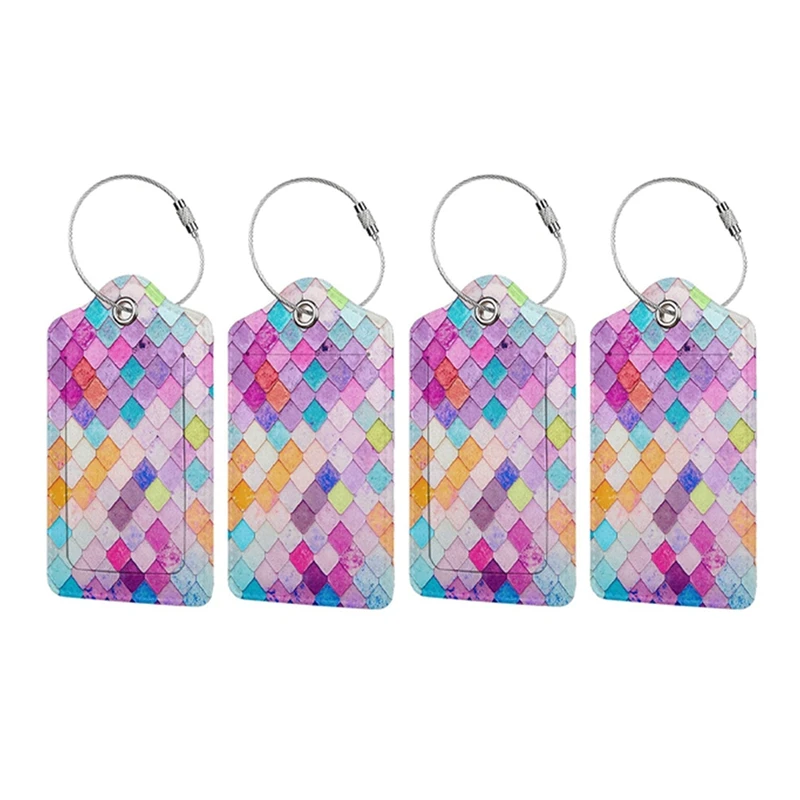 

Hot Kf-(4-Piece Set) Travel Luggage Tag-Privacy Protection Sleeve With Stainless Steel Ring, All Kinds Of Luggage And Parcels