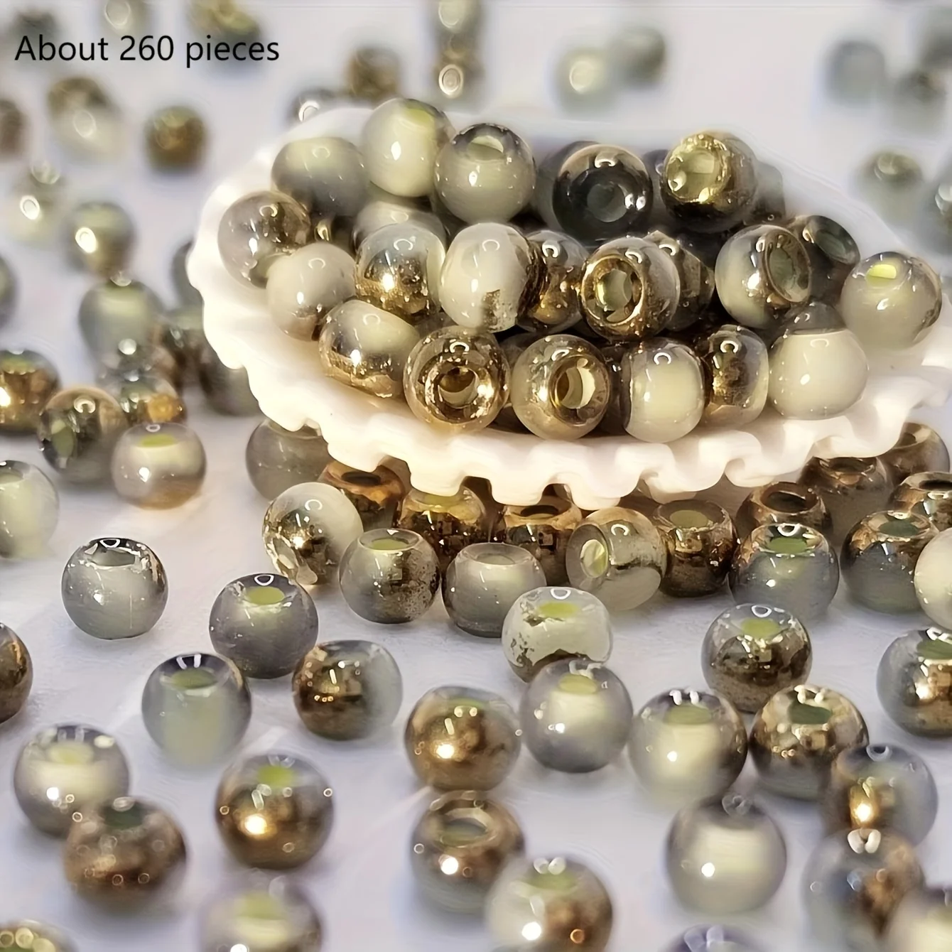DIY Handgemachte Schmuckmaterialien mit Runden Perlen, Bunten Perlenketten, Zubehör für die Herstellung von Armbändern, Ohrringen und Halsketten