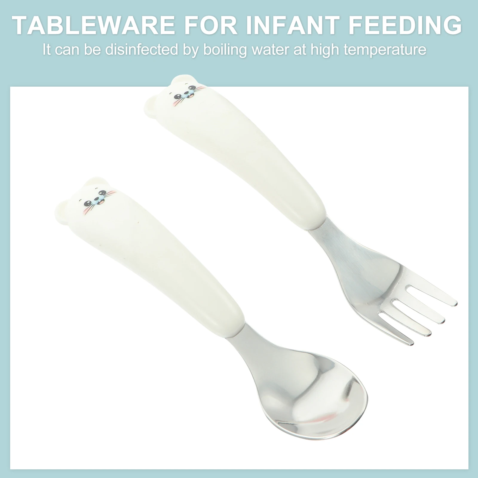 

Stainless Steel Spoon Fork Kids Cutlery Set Baby Feeding Tableware Portable Infant Durable Easy Clean Storage Box Included