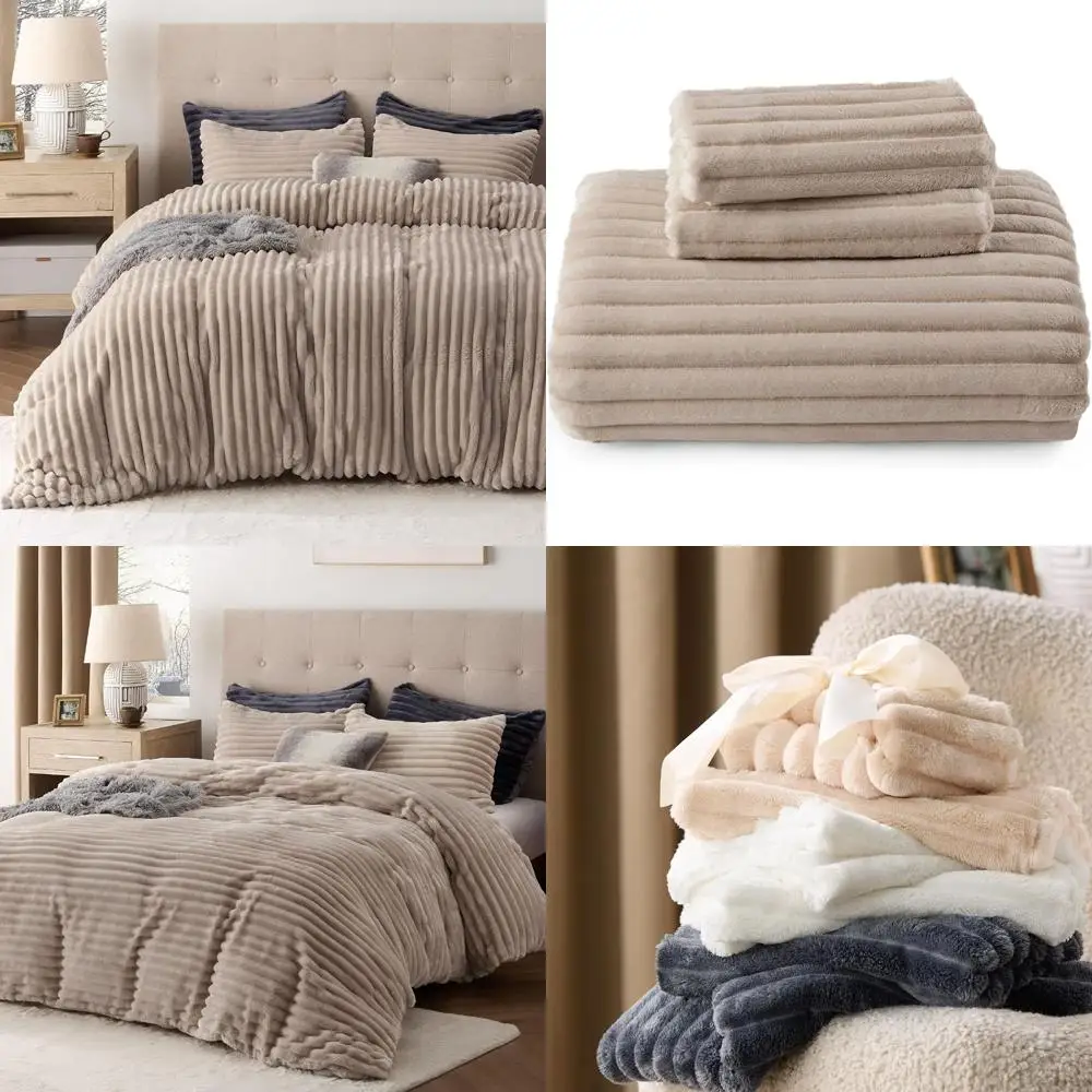 

Fluffy Duvet Cover Set - Ultra Soft Plush Shaggy Comforter Cover Queen Size, Warm Flannel Fleece Bed Sets for Winter, 3 Pieces (