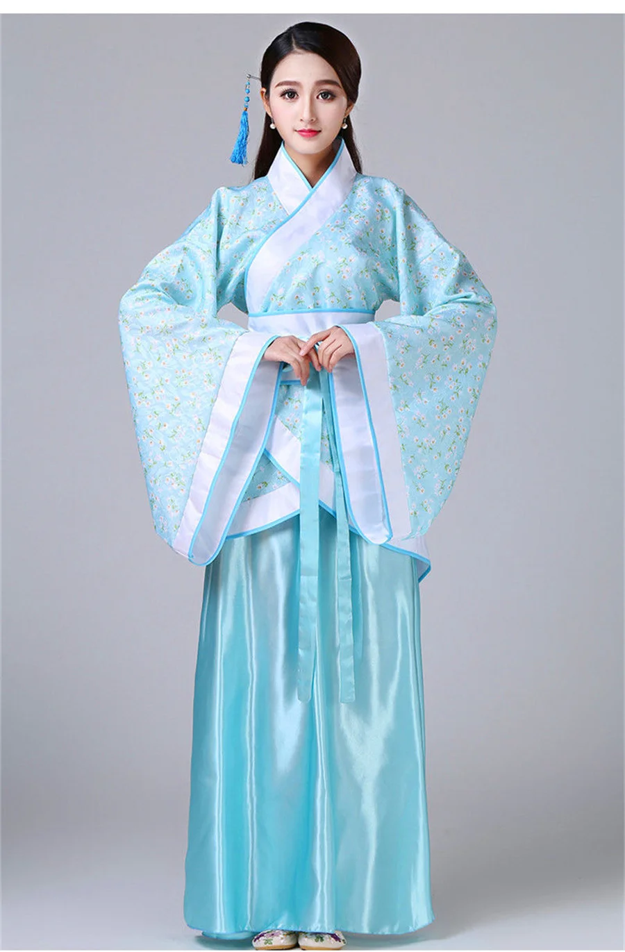 Long Sleeves Hanfu Long Dress Ancient Style Performance Skirt Chinese Tang Suit Patchwork Dance Dress