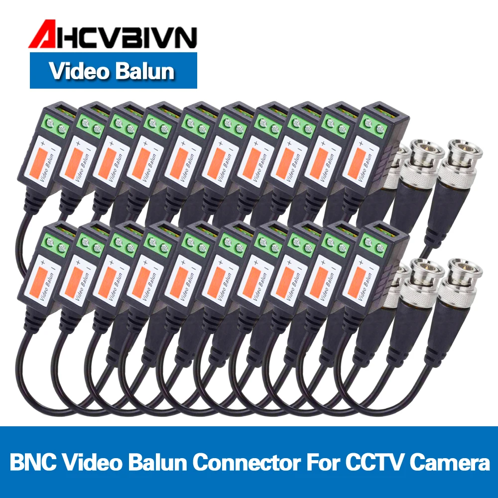 

20pcs(10 pairs) Coax CAT5 Camera CCTV Passive BNC Video Balun to UTP Transceiver Connector 2000ft Distance Twisted Cable