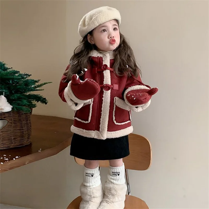 Girls Coat Overcoat Jacket Windbreak Outerwear 2025 Hairy Winter Autumn Warm Cotton Newest Velvet Children's Clothing