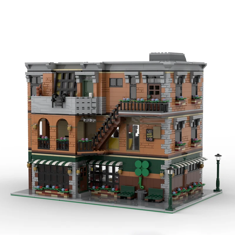 

Customizable Building Blocks Set - New York Themed Apartment & Coffee Bar Model with 4282 Pieces - Challenging DIY Assembly Toy