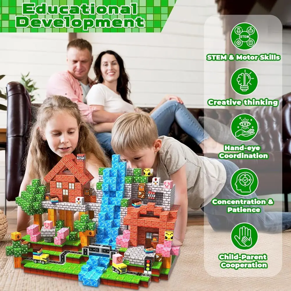 子供向け磁気ブロックセット 3～10歳、STEM玩具 4～8歳向け、男の子と女の子への誕生日プレゼントに最適