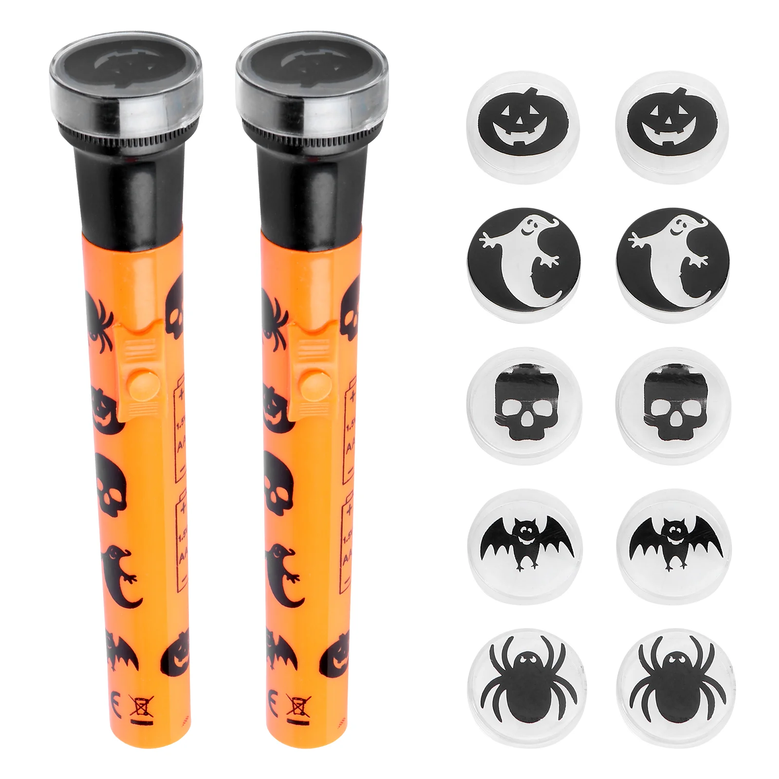 2 Sets Flashlight Pumpkin Ghost Pattern Halloween Projector Lamp Props Haunted House