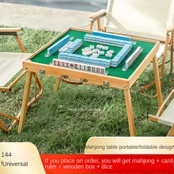 Mahjong Outdoor Portable Mahjong Table Travel Folding Set Portable Solid Wood Travel Dormitory Grass Small Mahjong Set