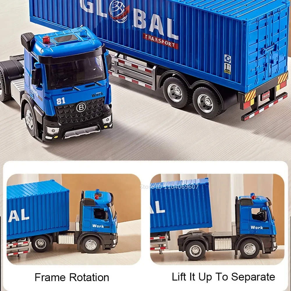 1:24 Dump Truck Speelgoedmodellen Metalen Diecast Container Truck Tanker Techniek Voertuigen Deuren Geopend Geluid Licht voor Jongens Geschenken