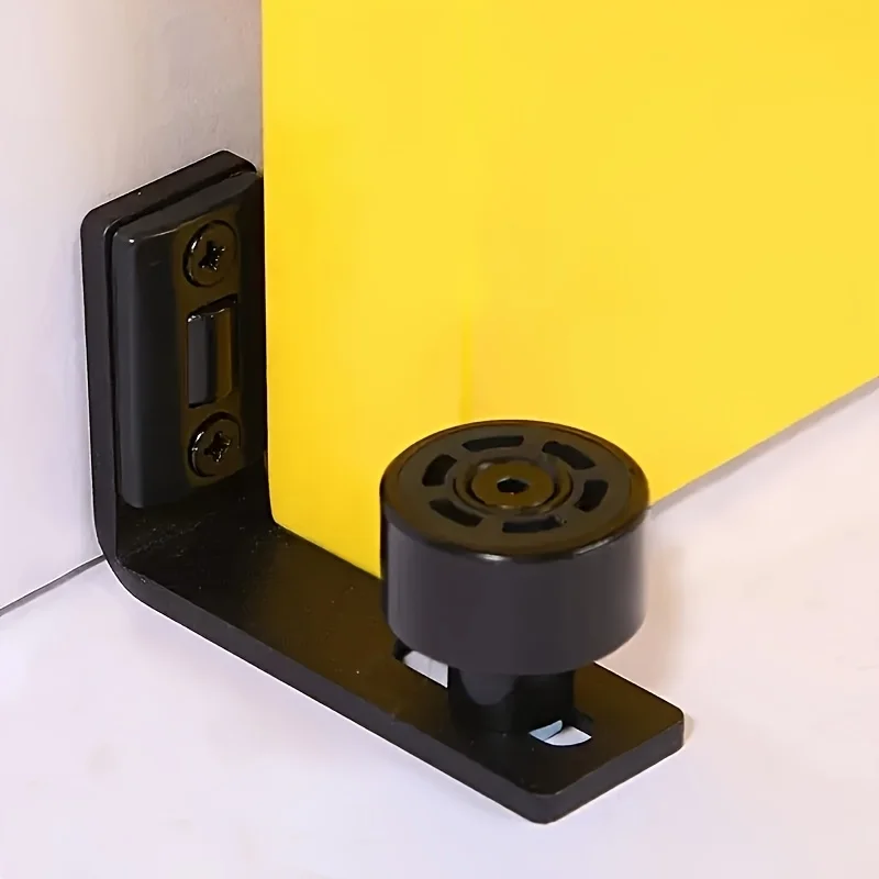 Adjustable steel guide rails, black wall-mounted sliding barn door track, with screws, industrial commercial door accessories