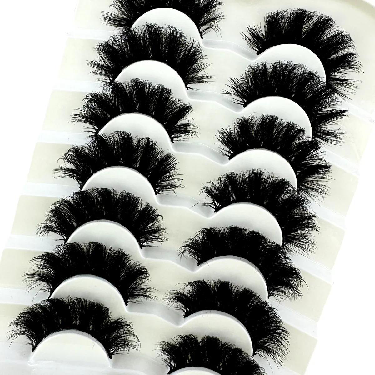 AMSDCN New3D Fluffy Mink Lashes 7 Paar Wimpern aus künstlichem Nerz, langlebige, dramatische Volumenwimpern, dick und lang