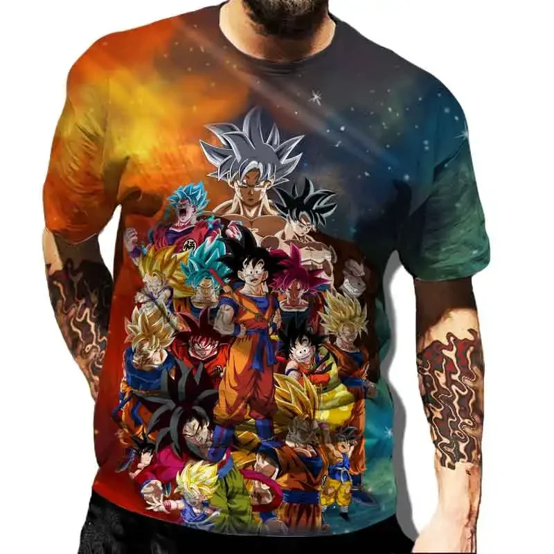 T-shirt à manches courtes Dragon Ball Anime pour hommes et enfants, t-shirt décontracté pour papa et enfant, vêtements d'été pour garçons