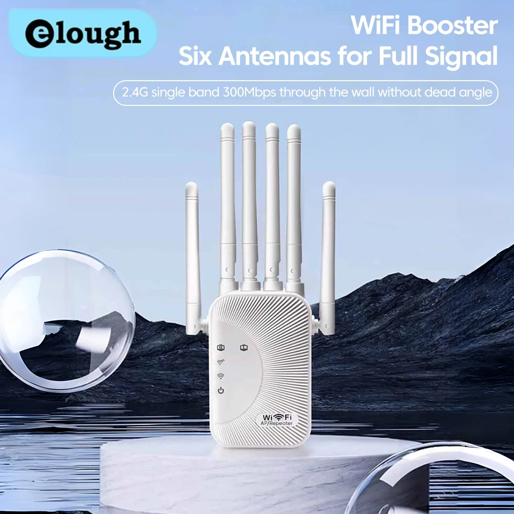 Elough Wireless signal Amplifier wifi booster 300M 6 Antenna repeater Network extender Cellular communication amplifier