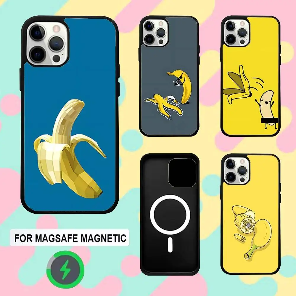 

F-Fruit Fun B-Banana Phone Case For iPhone 17,16,15,14,13,12,11,Pro,Max,Plus,Mini,SE4,E Magnetic Magsafe Wireless Charging