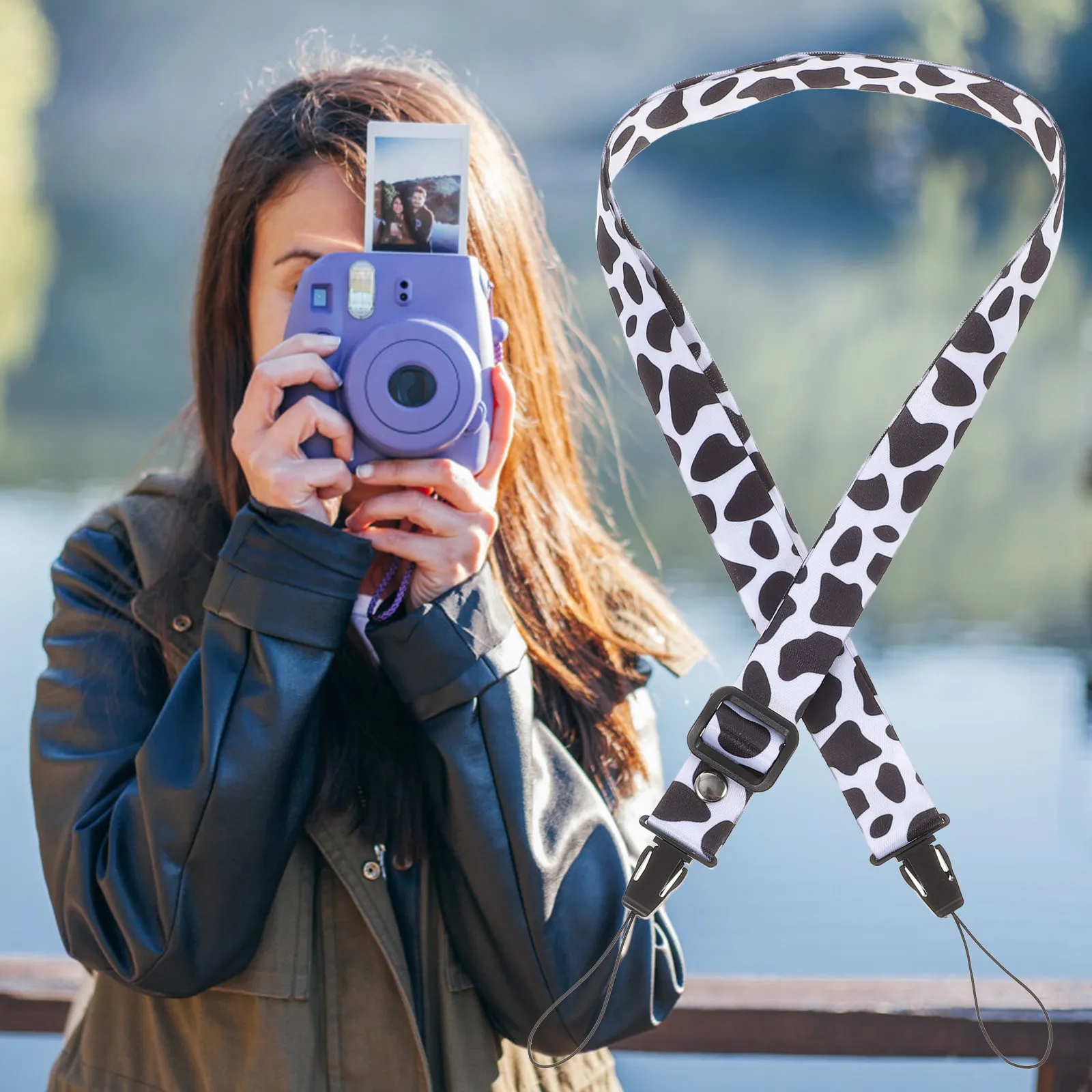 1Set Instant Camera Decoration Kit Includes Adjustable Camera Sling Strap and Premium Sticker Sheets for