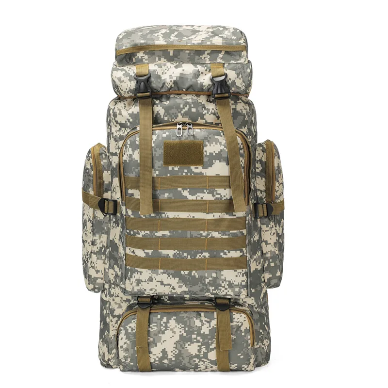 80L Large Capacity Tactical Bag Waterproof Camouflage Mountaineering Climbing Rucksack Oxford Cloth Sports Knapsack for Hiking