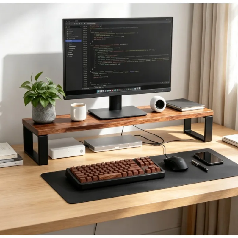 Monitor Stand Riser Desktop Organizer Shelf for Laptops, Office Desk Storage Rack Holder, Space-Saving Ergonomic Base