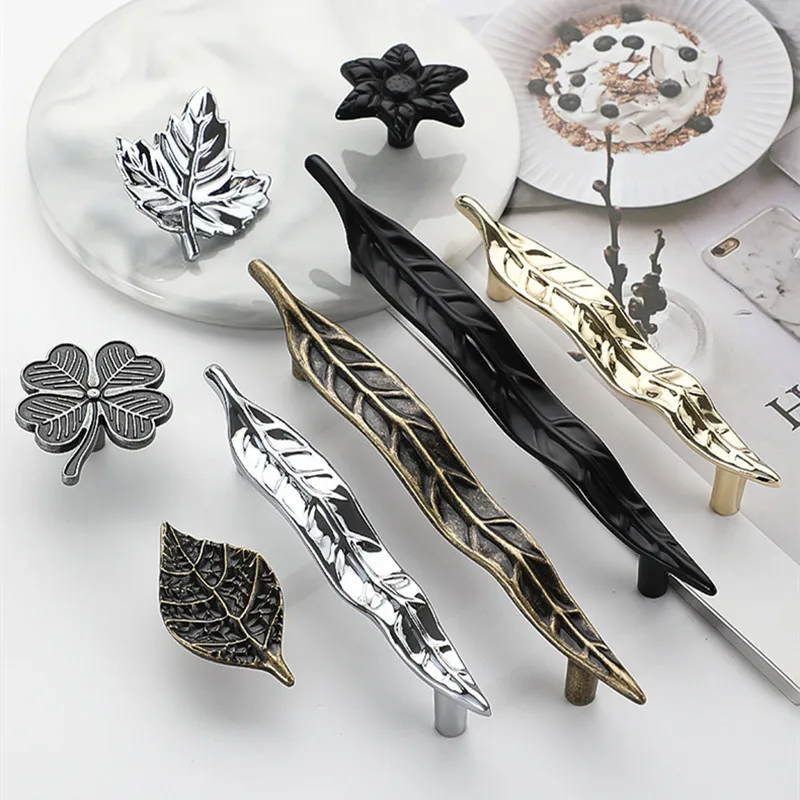 KK&FING 1 PCS Creative Zinc Alloy Handle Furniture Handles Tree Branch Leaf Flower Single-hole Handle for Wardrobe Doors Drawers