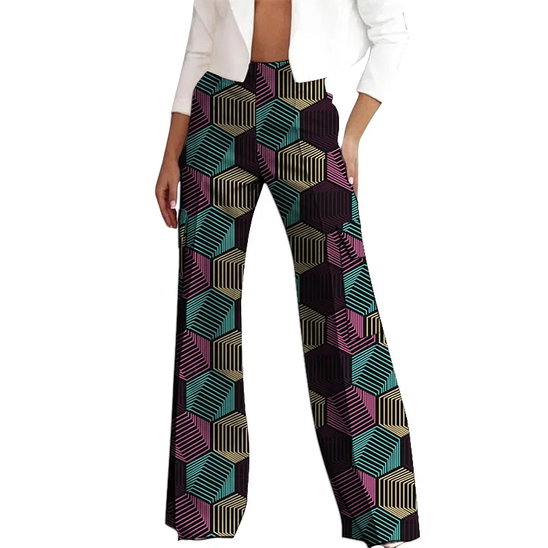 

Африканские модные женские расклешенные брюки с геометрическим принтом, традиционная праздничная одежда на заказ, костюм для выступлений по индивидуальному заказу