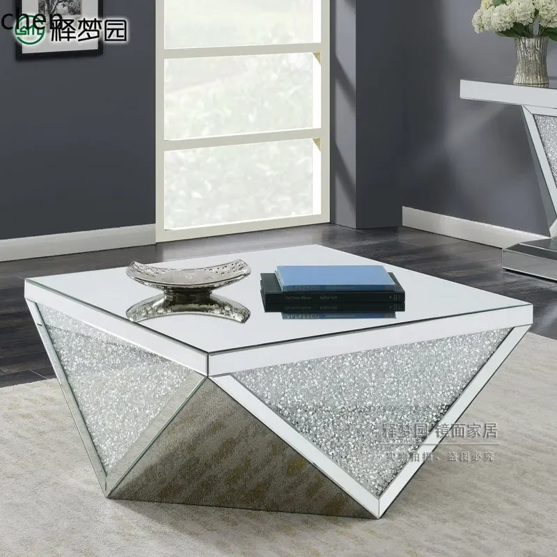 DSA square fashion coffee living room tea table coffee table mirror edge table