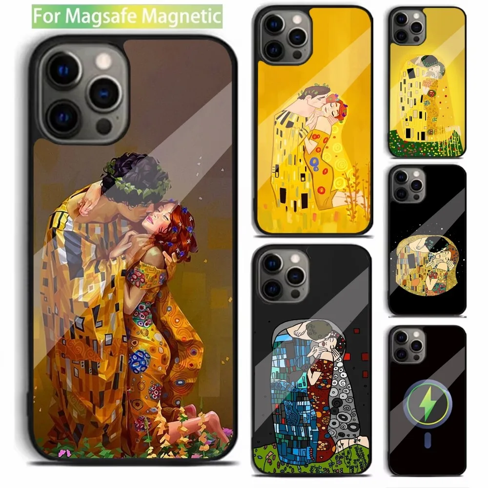 The Kiss Gustav Klimt Painting Phone Case For iPhone 16,15,14,13,12,11,Plus,Pro,Max,Mini Magsafe Magnetic Wireless Charging