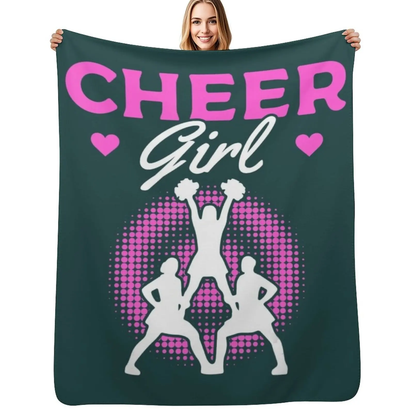 

Cheerleader Cheerleading Cheer Girl Throw Blanket Bed Cute Plaid Custom Hair Blankets