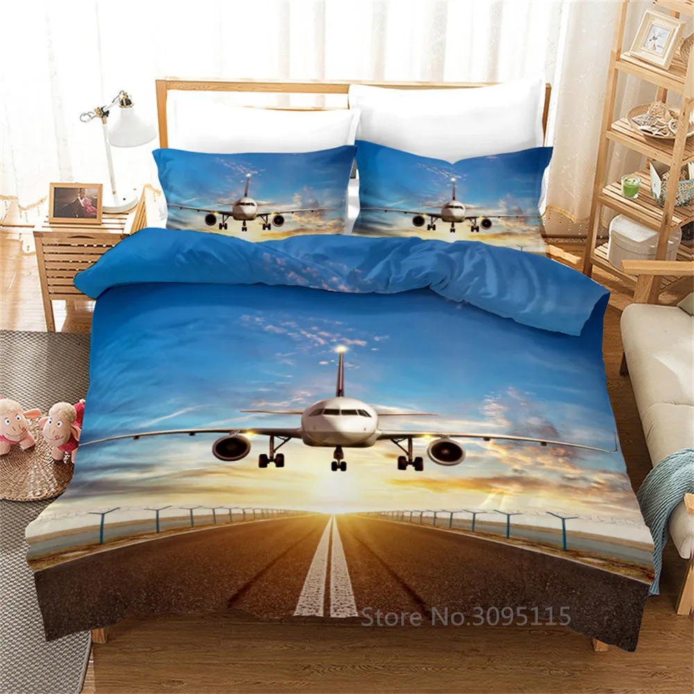 3D Bedding Set Child Airplane Pattern Full Size Bedding For Boys Aircraft Duvet Cover Set Home Textile Bedding Planes