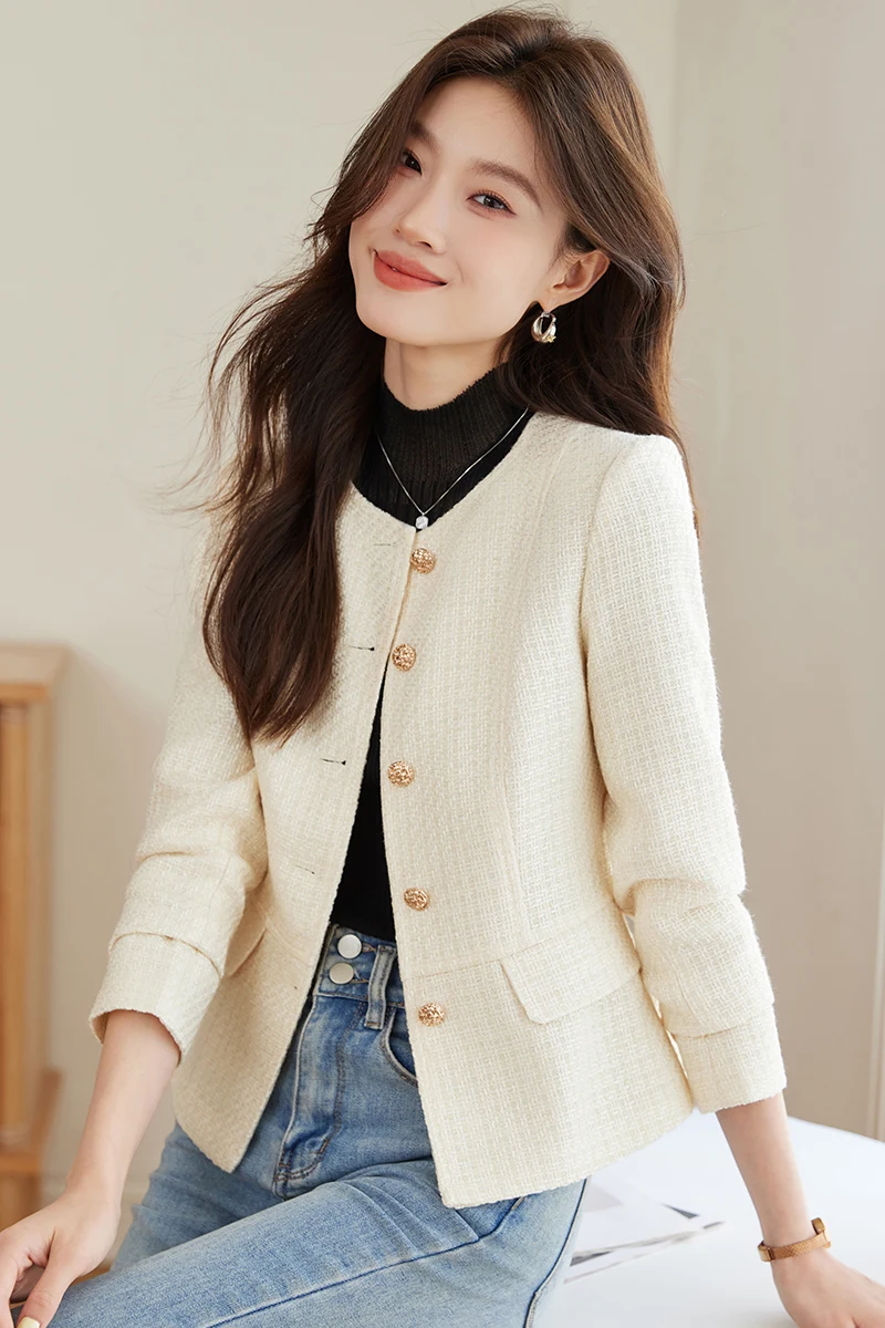 

AIyssa Модный профессиональный женский пиджак с длинными рукавами, изысканный и элегантный, свободный и удобный. Новый стиль 2025 года