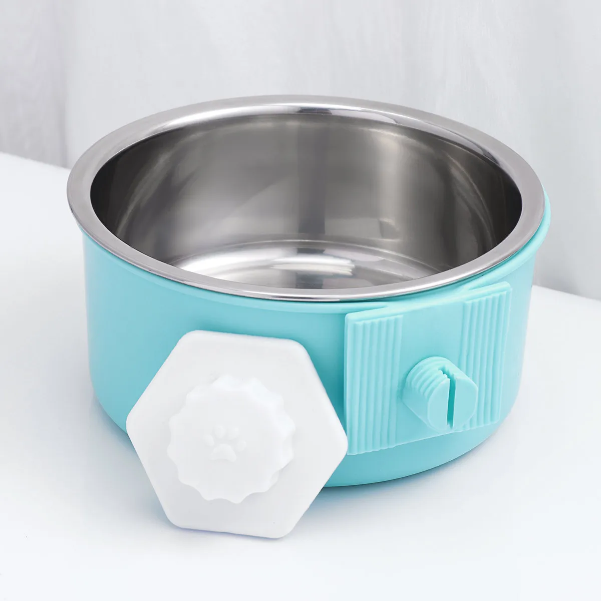 

2 in 1 Stainless Steel Pet Bowl for Dog Cat Hanging Cage Food and Water Bowl Round Rust Resistant Easy Clean Detachable