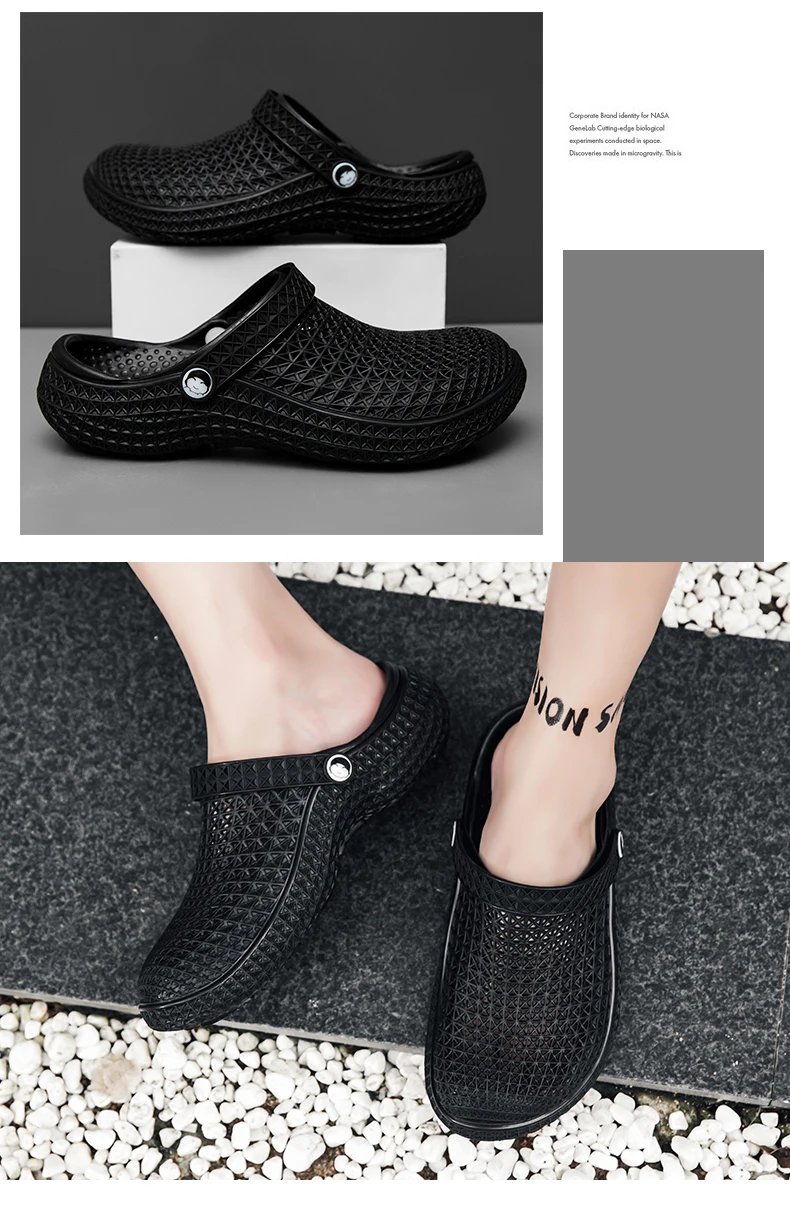 Herren Atmungsaktive Clogs Rutschfeste EVA Gartenschuhe Lässige Slip-on Pflege- und Kochschuhe Strand-Sandalen für Outdoor und Indoor im Sommer – Detail 7