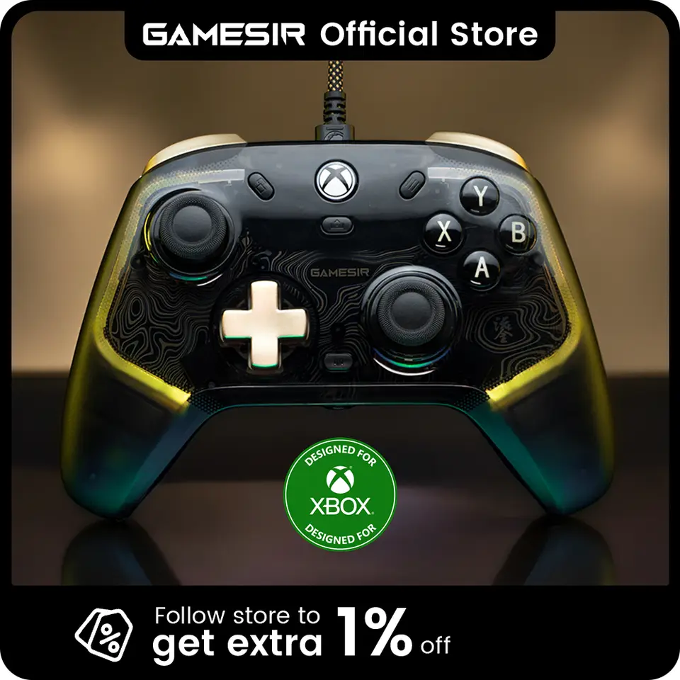وحدة تحكم GameSir Kaleid Flux السلكية لـ Xbox Series X وS وOne مع عصا تحكم بتأثير Hall
