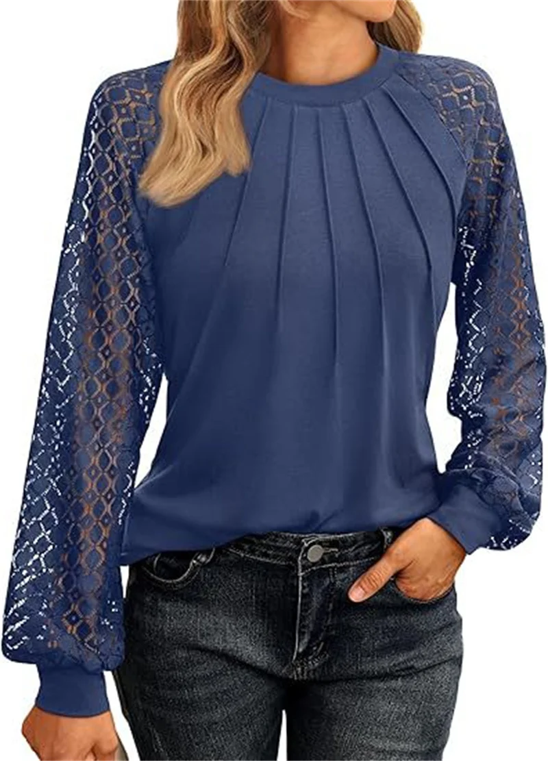 Solid Casual Loose Blouse For Women Fashion 2026 Spring Vintage Women's T Shirt Elegant Youth Hollow Out Long Sleeve Female Tops