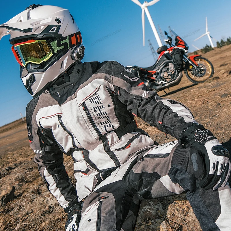 DUHAN Mountain Rally Suit Waterproof Windproof Winter Warm Motorcycle Jacket Motocross Clothes with CE Protective Equipment