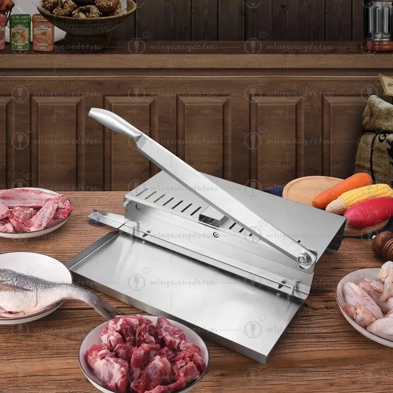 Manual Frozen Meat Slicer Stainless Steel Bone Cutter Rib Fish Chicken Beef Chopper Machine for Home Cooking and Commercial