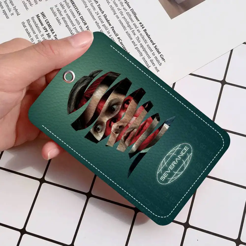

Vedio S-Severance 1Pc Access Card Case Leather Card Holder Keychain Key Ring Door Access Tags ID Card Case Keychain