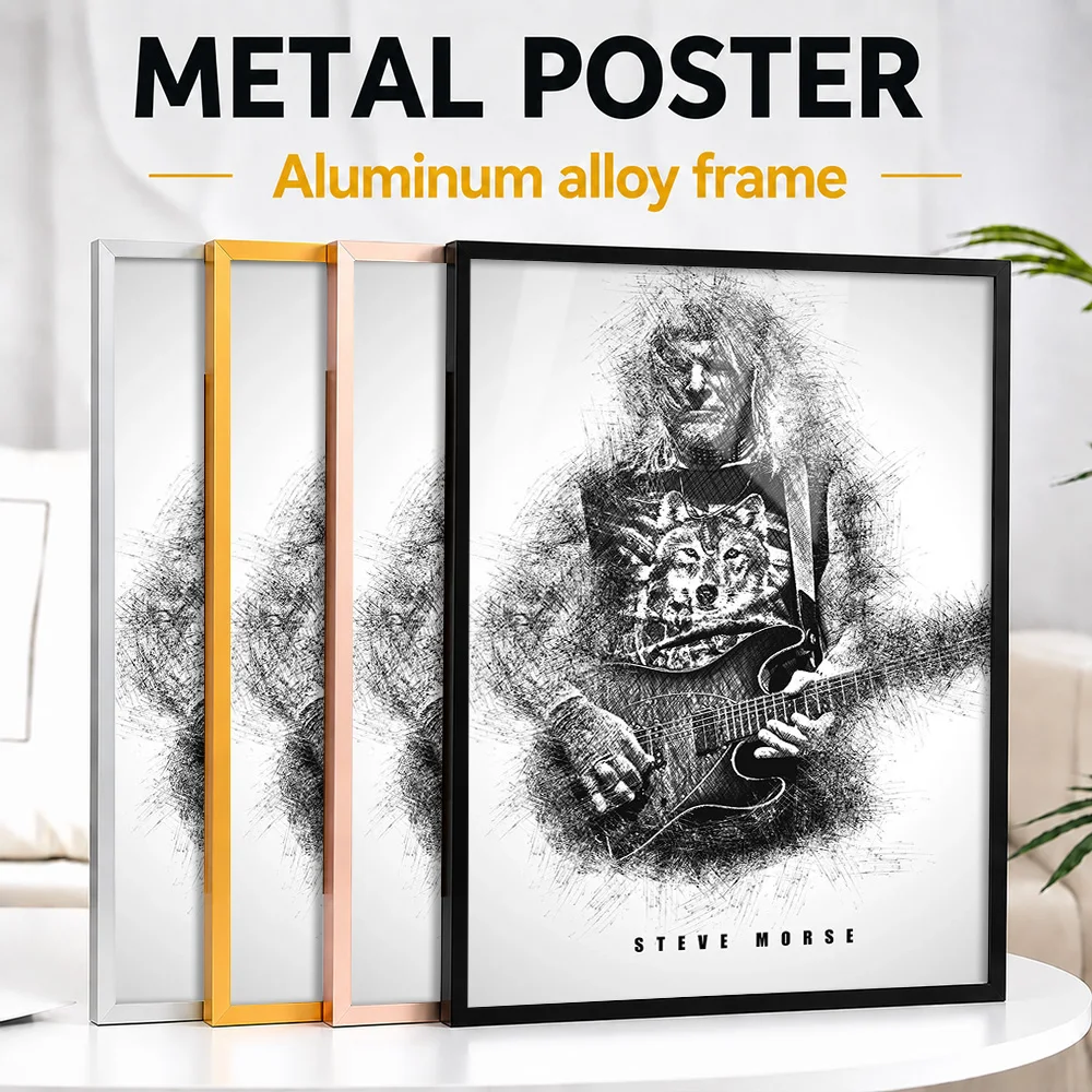 Steve Morse Framed Metal Poster Customized Sketch Drawing Wall Art For Living Room And Recording Studio, Record Collector Gift
