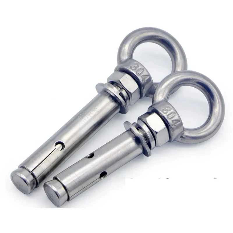 M6-M16 304 Stainless Steel Sleeve Anchor Concrete Expansion Eye Bolt / Hook Ring Lifting Anchor Screws Set