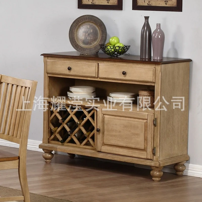 American solid wood wine cabinet custom furniture retro old oak single door restaurant locker tableware storage cabinet floor ca