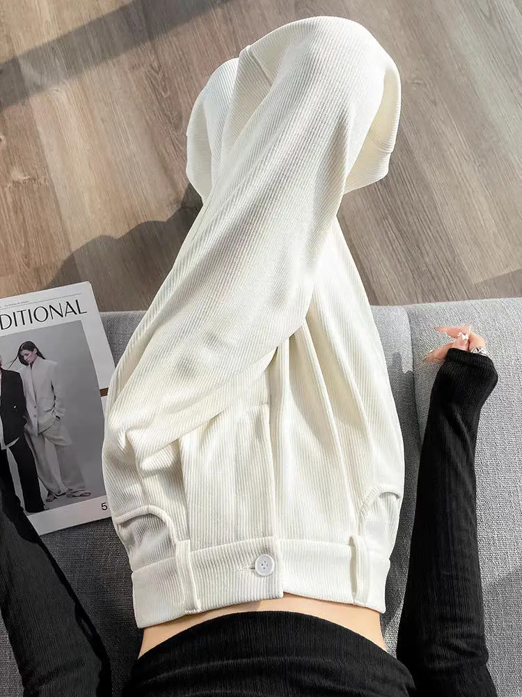 Wide Leg Pants Printed Womens Spring Water-Repellent Twill Uncuffed Minimalism Campus Leisure Elasticity Gift Sequins Decorative