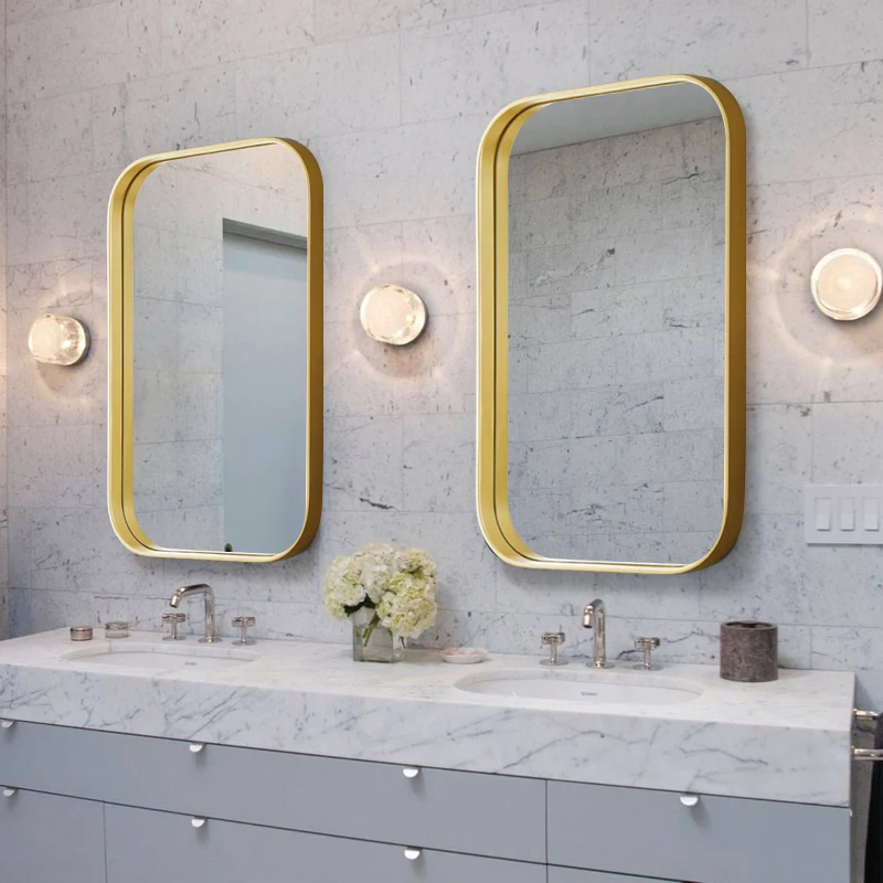 

Nordic oval hanging mirror gold bathroom full-length decorative hotel indoor bathroom simple designer