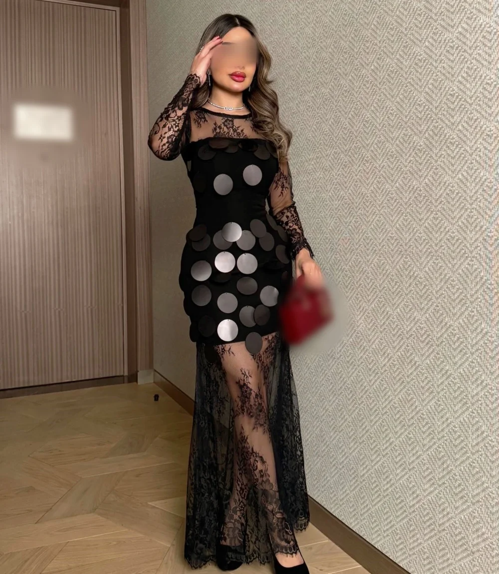 Customized Women's Formal Evening Gowns Pleat Sequined O-Neck Trumpet Prom Long Dresses High Quality Party Dress Elegant