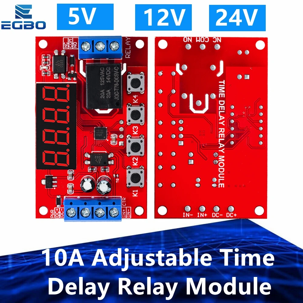 تيار مستمر 5 فولت 12 فولت 24 فولت 10A قابل للتعديل تأخير الوقت وحدة التتابع LED الرقمية توقيت التتابع الموقت تأخير الزناد التبديل الموقت التحكم التبديل