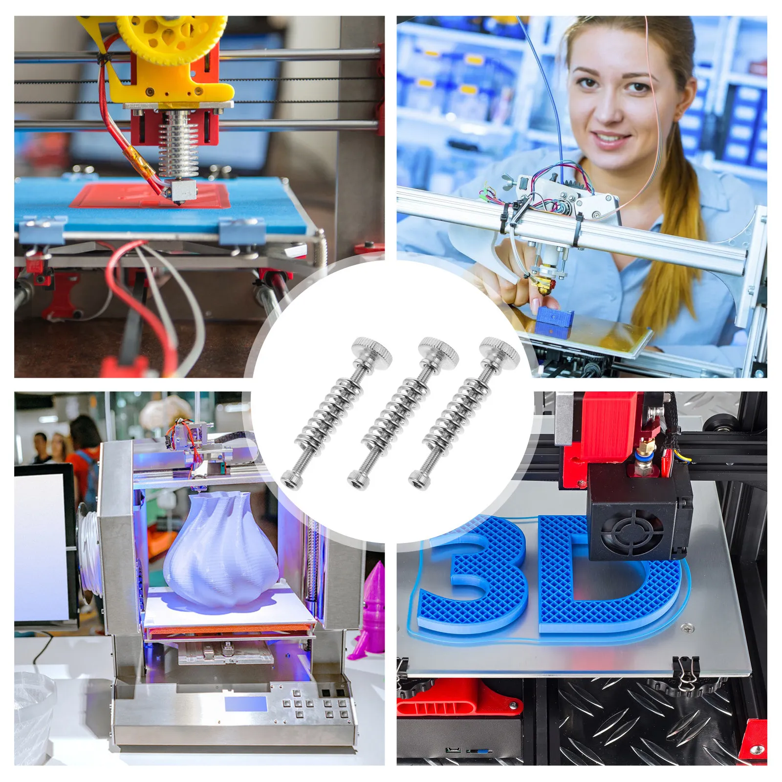 

10Pcs Hot Bed Leveling Component Large Size Premium Material Easy Install Stable 3D Printer Leveling Knob Spring Screw Hand