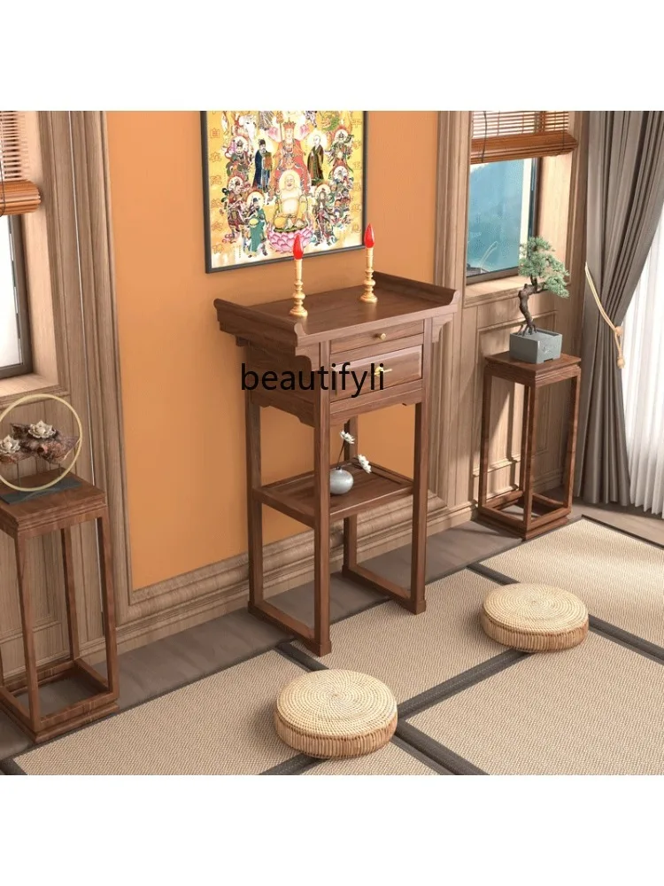 Chinese Household Solid Wood Small Altar Modern Minimalist God of Wealth Tribute Table a Long Narrow Table Incense Table