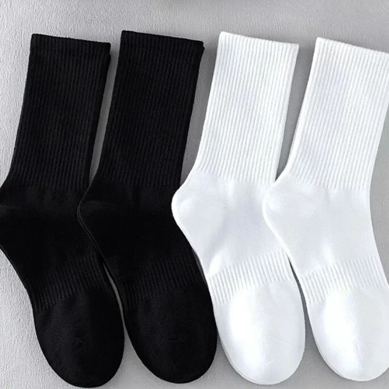 Cotton Sports Socks Unisex Soft Comfortable Breathable Casual Socks Black White Mid Tube Solid Color for Men Women Classic Socks, image 3