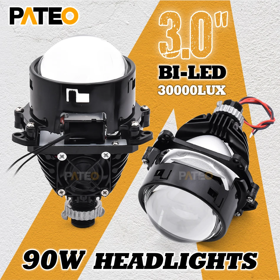 90W, 3 pulgadas, Lupas Lentes de proyector bi-led, faros led luz coche, módulo LED para H1, H4, H7, 9005, 9006, H13, Kit de modificación de faros de haz alto/bajo, accesorios para coche,luces led para vehículos