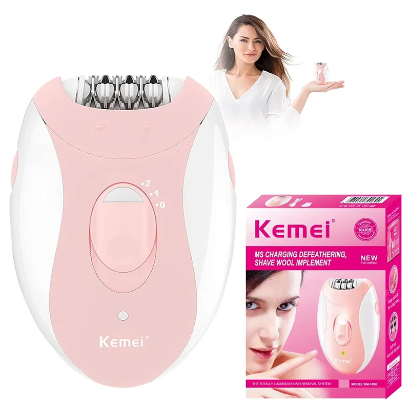 Kemei Rechargeable Women Epilator Electric Facial Body Hair Remover Bikini Trimmer Rotary Female Epilator For Face Leg With