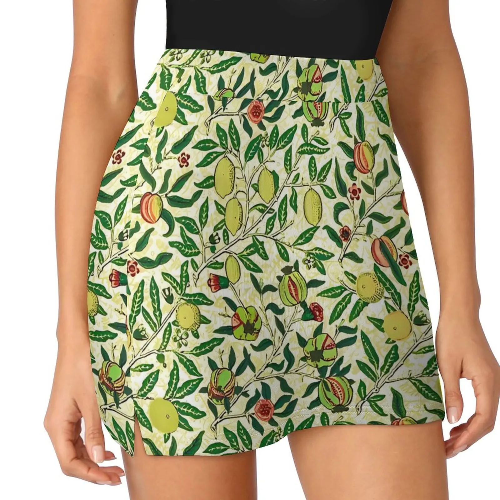 

Art Nouveau Skirt William Morris Lemons Cute Mini Skirts Summer High-waisted Design Street Wear Casual Skirt Big Size 3XL 4XL