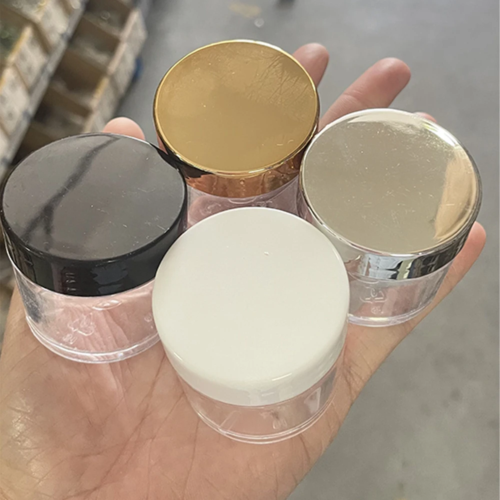 1OZ Gold/Silver/Black/White Lid Acrylic Powder Empty Bottle 20/50/100pcs Round Clear Jars with Lids Empty Plastic Makeup Jar*-H5