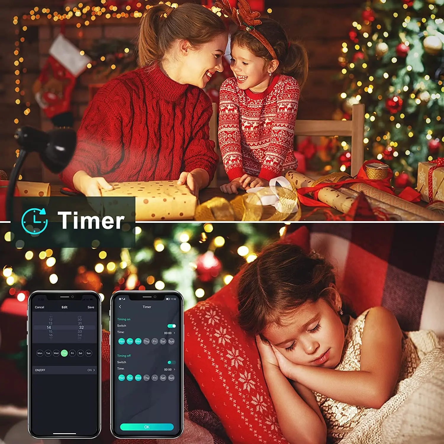 Smart Christmas Fairy Light,Dream Color Waterproof Led Strip Light con APP e telecomando per l'albero di natale decorazioni per interni/esterni